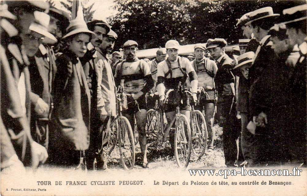 TOUR DE FRANCE CYCLISTE PEUGEOT - Le Départ du Peloton de tête, au contrôle de Bezançon